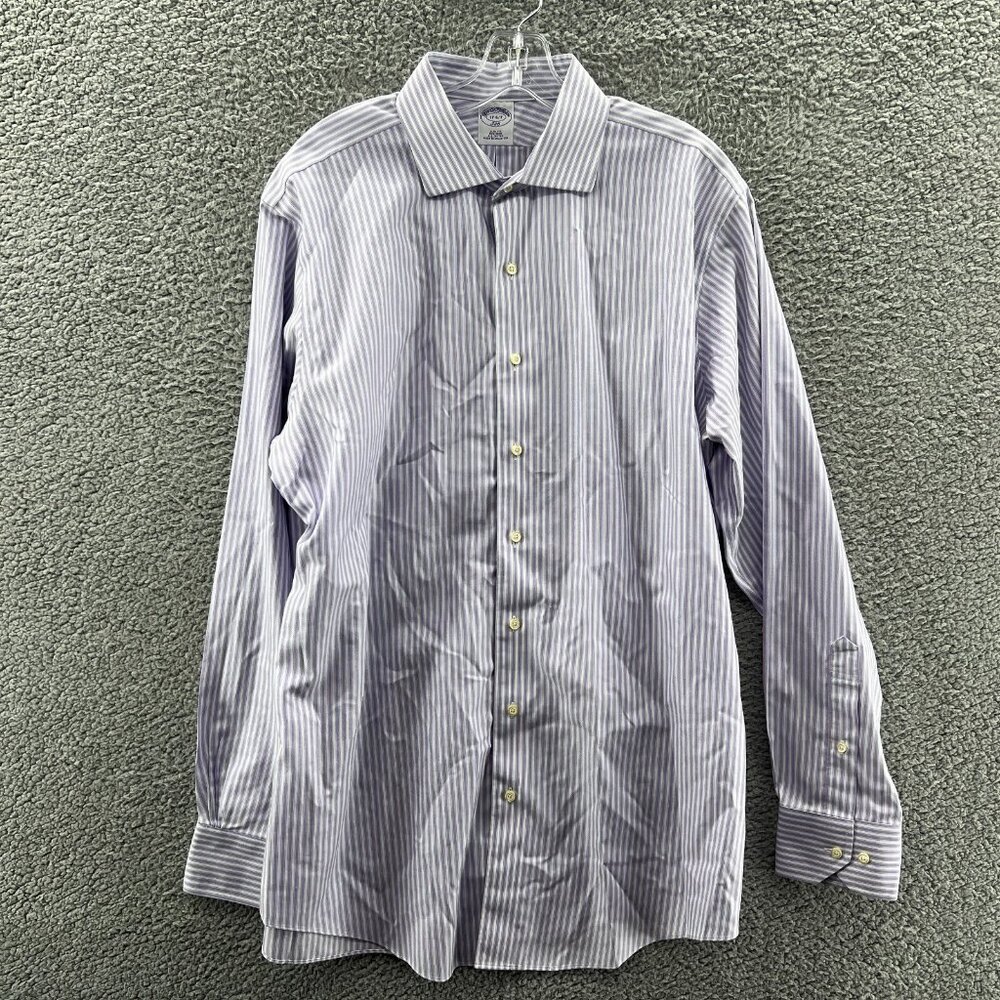 Brooks Brothers 346 Shirt Men 17–6/7 Long Sleeve Button Up Purple Striped Office